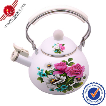 Ceramic Whistling Elegant Decal Enamel Kettle